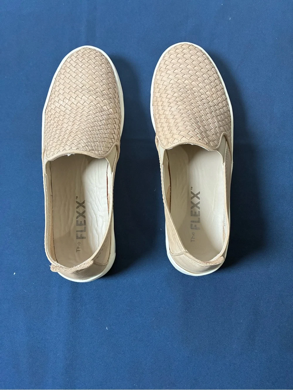 THE FLEXX Men’s Woven Slip-On Loafers in Tan with White Sole